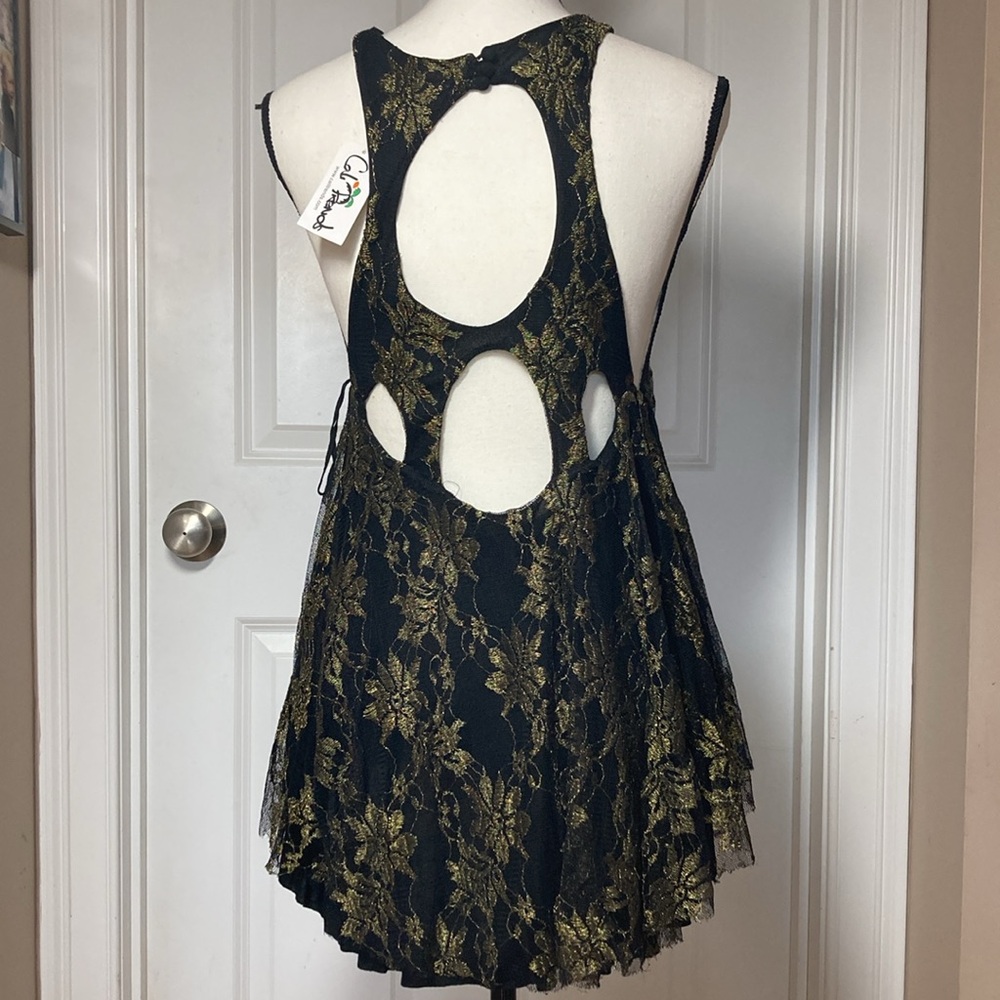Free People High Neck Gold Mesh Tank